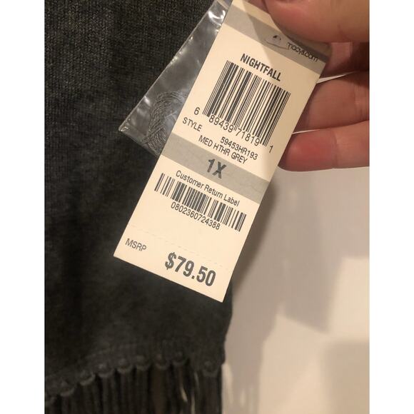 NWT INC International‎ Concepts Plus Size Macys Womens New Grey Fringe Sweater - Picture 5 of 6